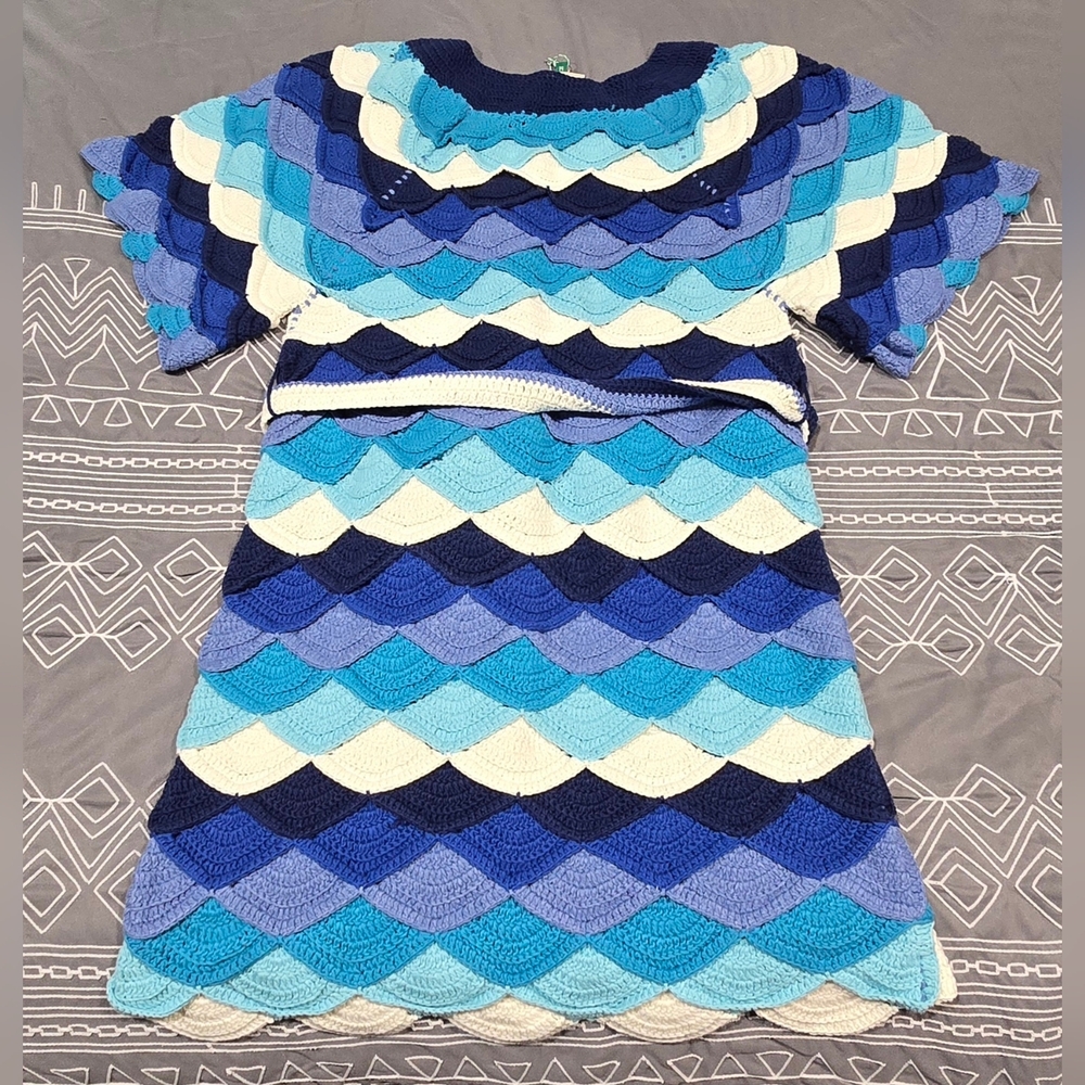 Farm Rio Waves Crochet Mini Dress Size Medium - Picture 8 of 8